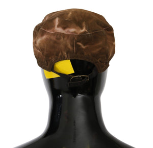 Costume National Brauner Newsboy Beret Cabbie Fedora Hut
