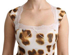 Roberto Cavalli Weiß-Braun Camisole Unterwäsche Bluse