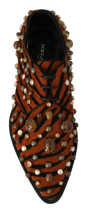 Dolce & Gabbana Orange Pony Haar Kristall Kleid Broque Schuhe