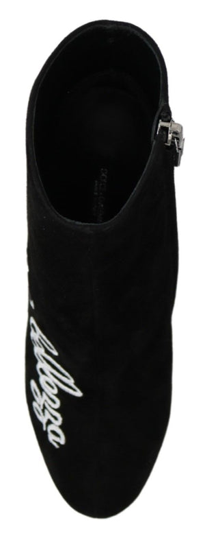 Dolce & Gabbana Schwarz Wildleder L'Amore E'Bellezza Stiefel Schuhe