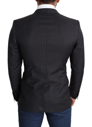 Dolce & Gabbana Schwarzer einreihiger Wollmantel MARTINI Blazer