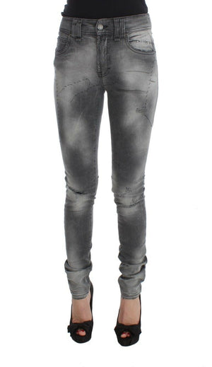 John Galliano Graue Baumwollmischung Slim Fit Denim Jeans Hose