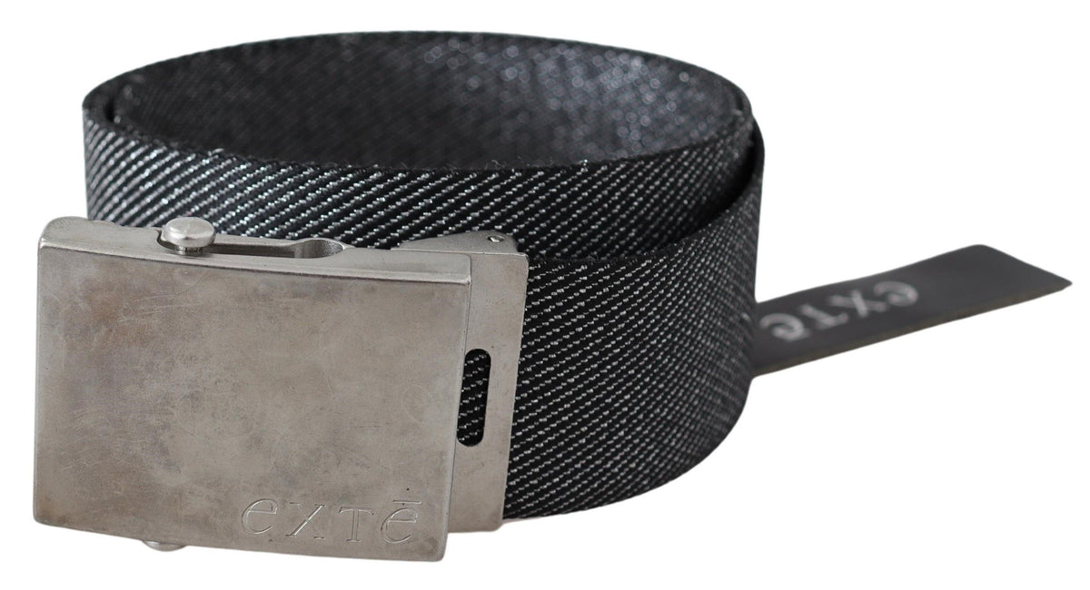 Exte Schwarz Silber Metall gebürstet Schnalle Taille Gürtel