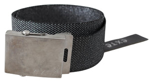 Exte Schwarz Silber Metall gebürstet Schnalle Taille Gürtel
