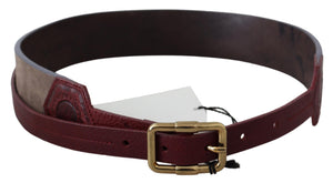 GF Ferre Brauner Leder Gürtel mit breiter Gold Chrom Logo Schnalle