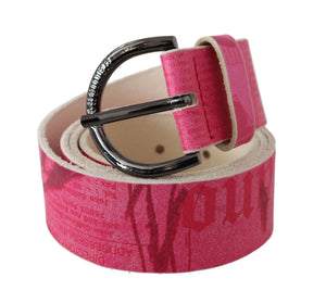 John Galliano Rosa Leder Brief Logo Design Runde Schnalle Gürtel