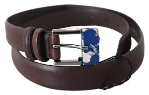 Costume National Brauner Gürtel mit Silberschnalle aus echtem Leder