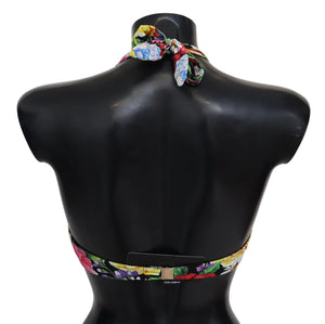 Dolce & Gabbana Mehrfarbige Bikini-Oberteile mit Blumendruck in Bademode