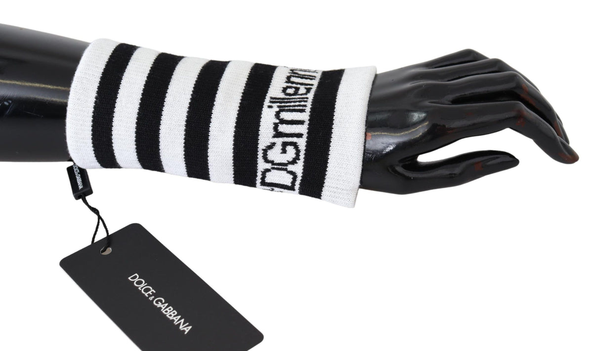 Dolce & Gabbana Schwarz Weiß Wolle DGMillennials Wristband Wrap