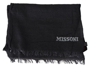 Missoni Schwarzer Wollstrick-Unisex-Halswickelschal
