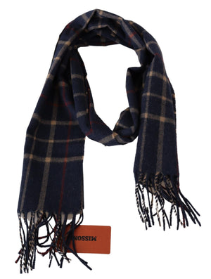 Missoni Schwarzer karierter Unisex-Halswickelschal mit Fransen