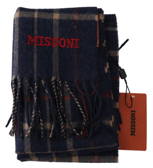 Missoni Schwarzer karierter Unisex-Halswickelschal mit Fransen