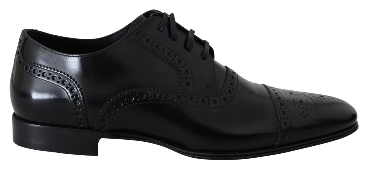 Dolce & Gabbana Schwarz Leder Männer Derby Formal Loafers Schuhe