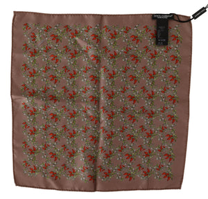 Dolce & Gabbana Braunes Karotten Print Seidentaschentuch
