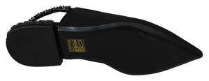 Dolce & Gabbana Schwarze Flats Slingback Charmeuse Schuhe