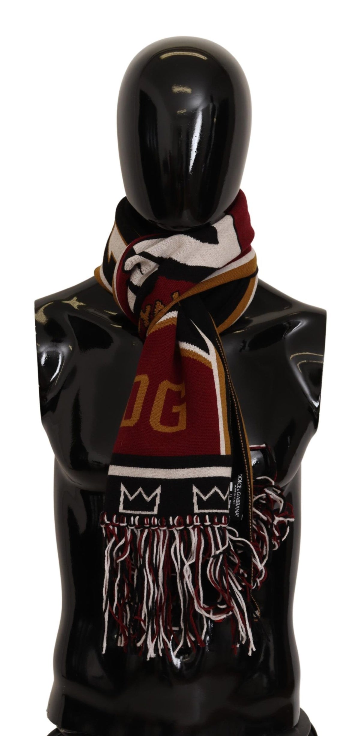 Dolce & Gabbana Multicolor Wool Knit DG King Schal Wickelschal