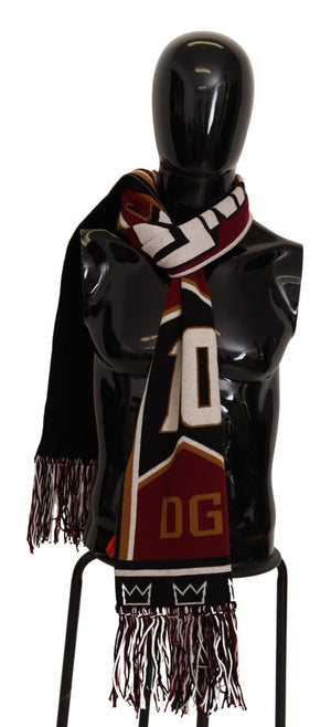 Dolce & Gabbana Multicolor Wool Knit DG King Schal Wickelschal