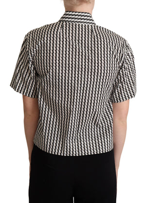Dolce & Gabbana Weiß Schwarz Fantasie Muster Shirt