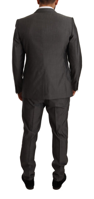 Dolce & Gabbana Grauer Metallic MARTINI Slim Fit Set Anzug