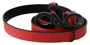 Costume National Roter Logo-Gürtel aus Leder mit Wendefunktion