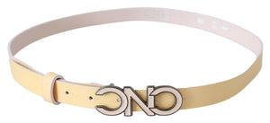Costume National Beige Leder Rosa Buchstabe Logo Gürtel