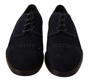 Dolce & Gabbana Blaue Derby-Schuhe aus Wildleder mit Nieten