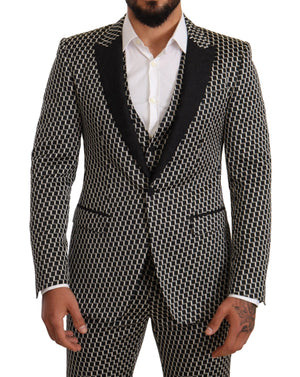 Dolce & Gabbana Schwarz Weiß Karo 3er Set MARTINI Anzug