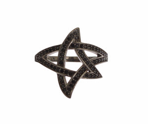 Nialaya Schwarz CZ Rhodium 925 Silber Damen Ring