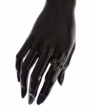 Nialaya Schwarz CZ Rhodium 925 Silber Damen Ring