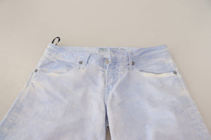 Acht Hellblaue Baumwolle Folded Hem Denim Skinny Damen Hosenjeans