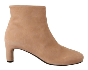 DEL CARLO Beige Wildleder Mid Heels Pumps Stiefel Schuhe