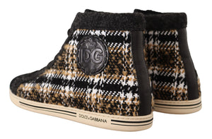 Dolce & Gabbana Beige Braun Wolle Baumwolle High Top Sneakers