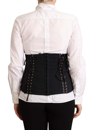 Dolce & Gabbana Schwarzes Korsett Gürtel Stretch Taille Riemen Top
