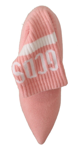 GCDS Rosa Wildleder Logo Socken Block Heel Stiefelette Schuhe