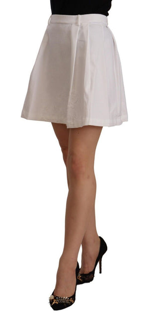 Ermanno Scervino Weißer A-Linien-Minirock mit hoher Taille aus Baumwolle