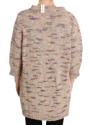 PINK MEMORIES Beigefarbener Strickpullover aus Wollmischung in Übergröße