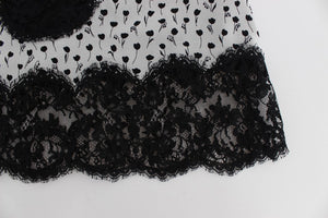 Dolce & Gabbana Schwarzes Seiden-Spitzen-Babydoll-Dessous-Top