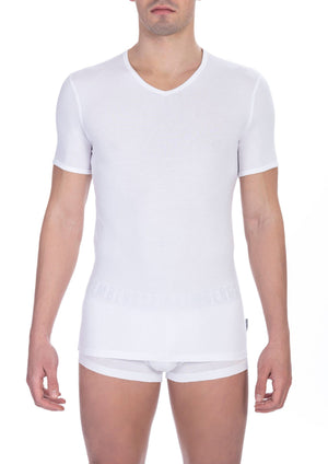 Bikkembergs Weißes Herren-T-Shirt aus Baumwolle