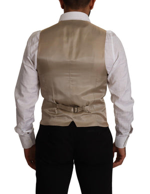 Dolce & Gabbana Beige Baumwolle Seide Slim Fit Weste Weste