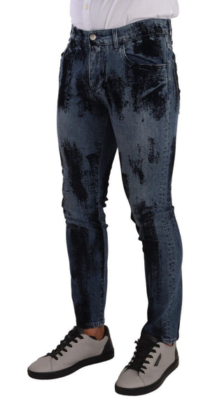 Dolce & Gabbana Blau-Schwarz Baumwolle Skinny Denim Jeans