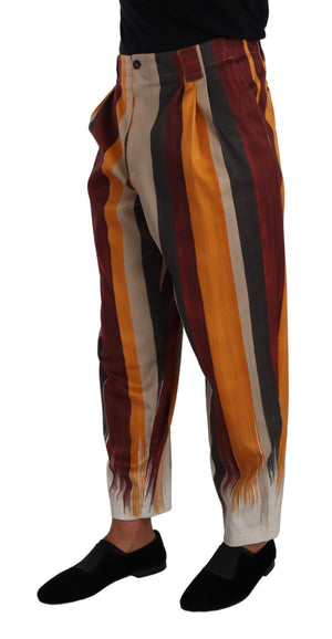 Dolce & Gabbana Multicolor gestreifte Baumwoll-Tapered-Hose