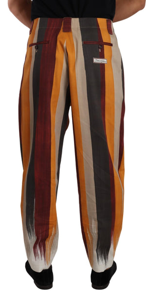 Dolce & Gabbana Multicolor gestreifte Baumwoll-Tapered-Hose
