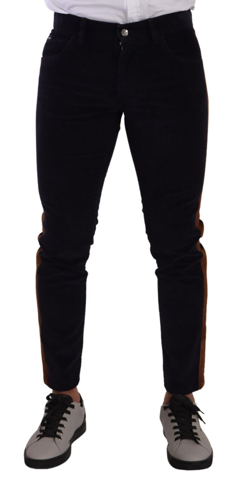 Dolce & Gabbana Blaue Baumwoll-Stretch-Skinny-Cordjeans