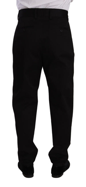 Dolce & Gabbana Schwarze Baumwolle Hohe Taille Männer Hose Kleid Hose