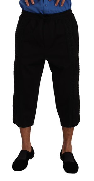 Dolce & Gabbana Schwarze Torero-Hose aus Baumwolle mit kurzen Hosenbeinen