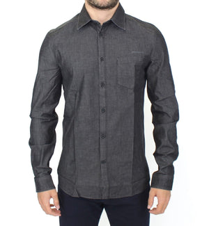 Ermanno Scervino Denim-Jeans Baumwolle Casual Gray Stretch Shirt