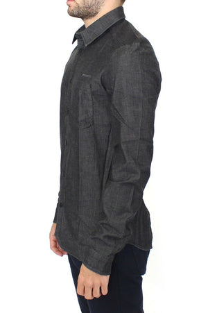 Ermanno Scervino Denim-Jeans Baumwolle Casual Gray Stretch Shirt