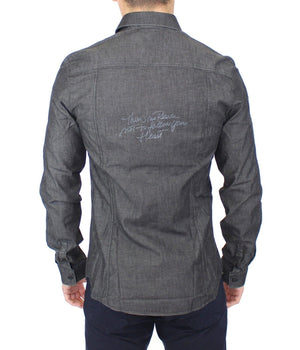 Ermanno Scervino Denim-Jeans Baumwolle Casual Gray Stretch Shirt