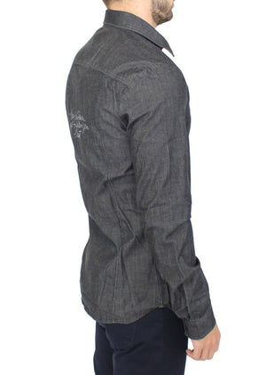 Ermanno Scervino Denim-Jeans Baumwolle Casual Gray Stretch Shirt