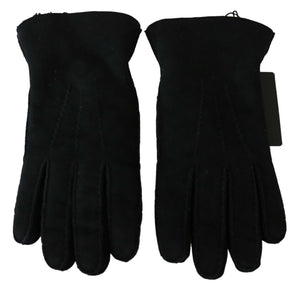 Dolce & Gabbana Schwarzes Leder Motorrad Biker Fäustlinge Handschuhe